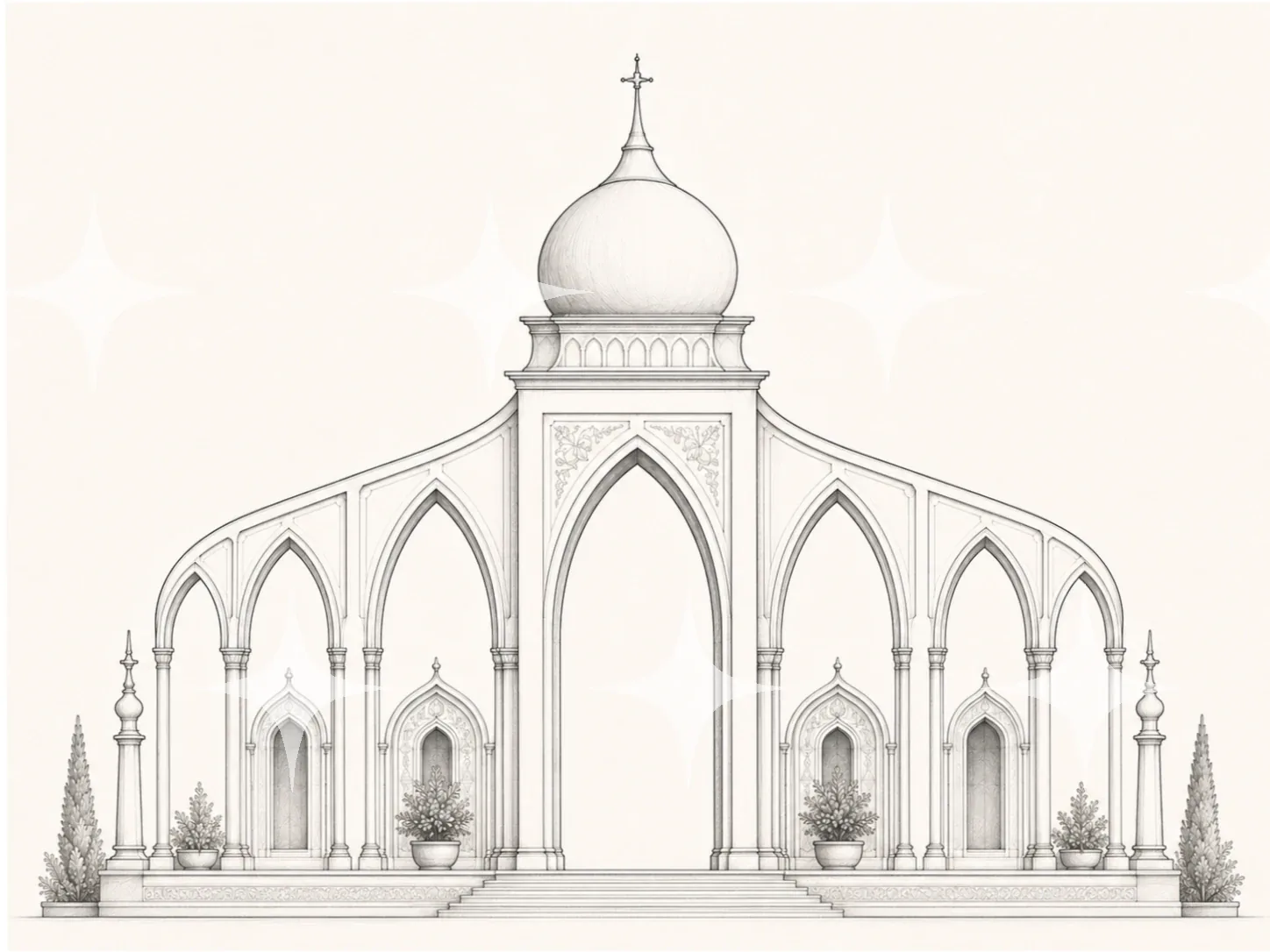 Gothic Pavilion, Front Elevation — photo 1