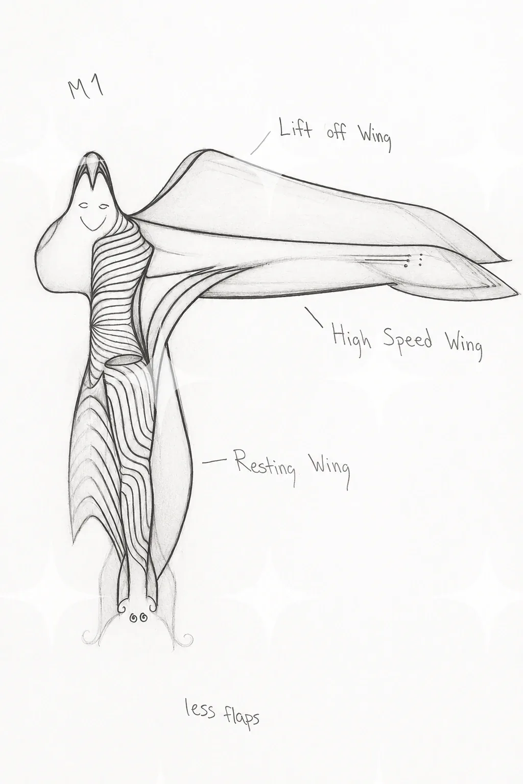 Wing Positions, Annotated Study — photo 1