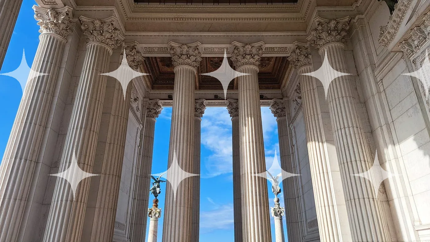 Classical Colonnade Against Blue Sky — photo 1