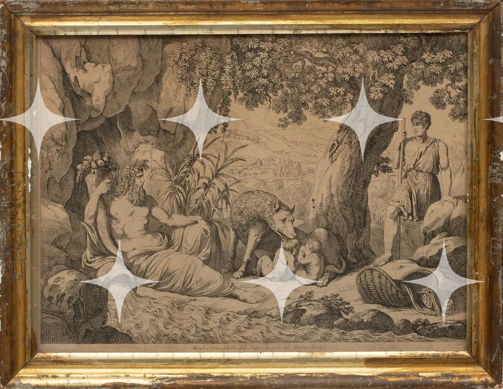 Classical Pastoral Engraving, Framed — photo 1