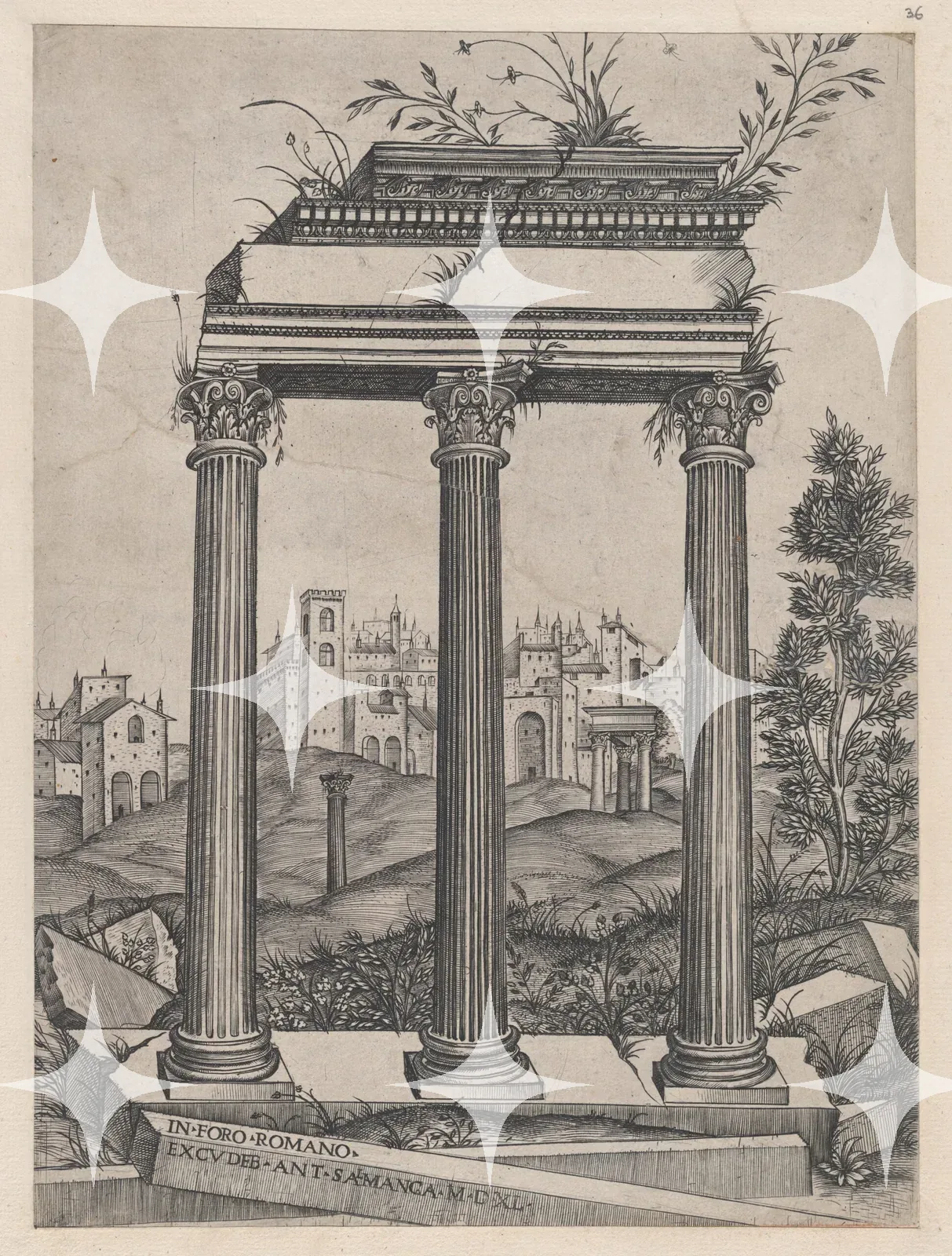 "In Foro Romano" Roman Ruins Engraving Print — photo 1