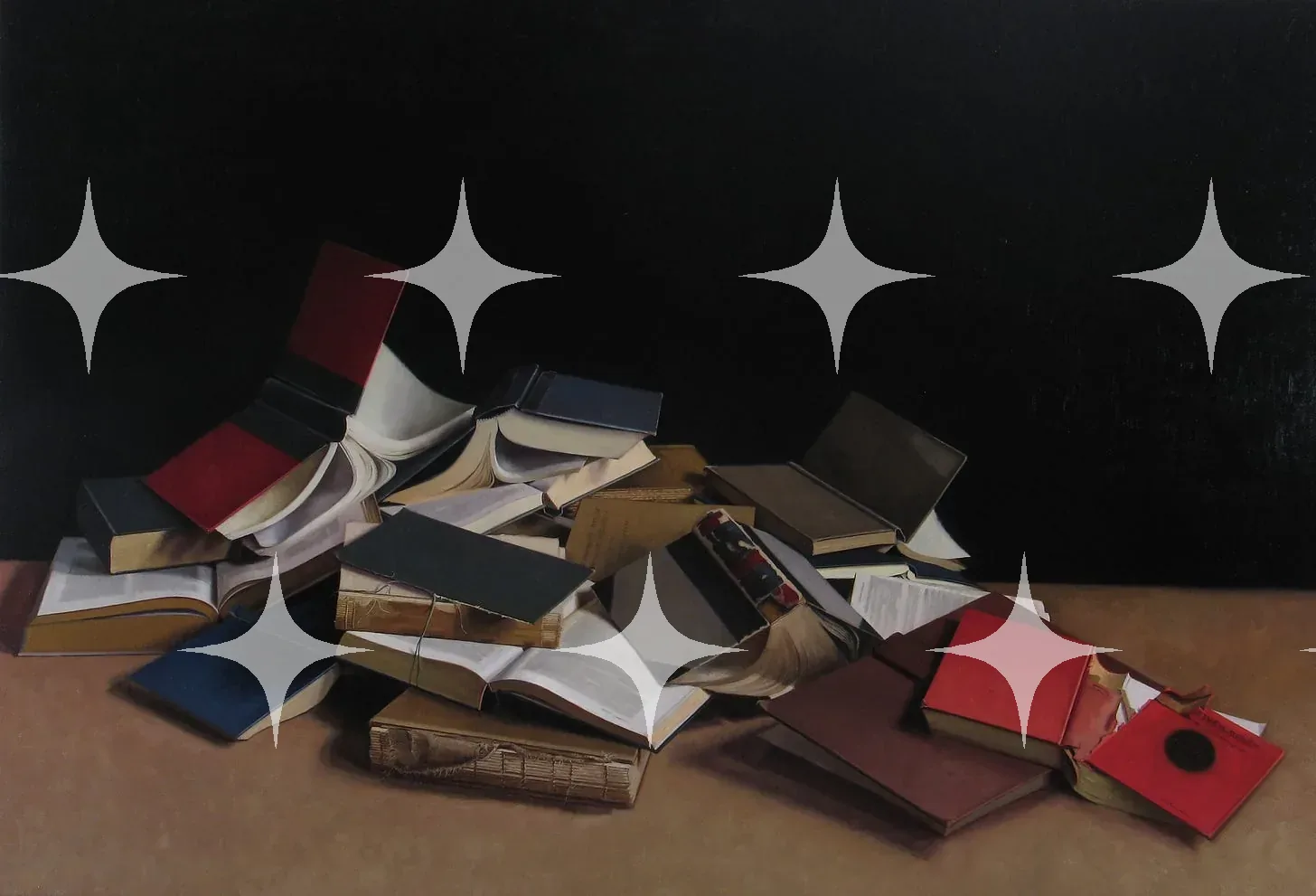 Still Life with Scattered Books Print — photo 1