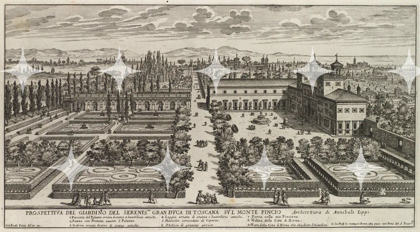 Palace and Formal Gardens, Engraving — photo 1