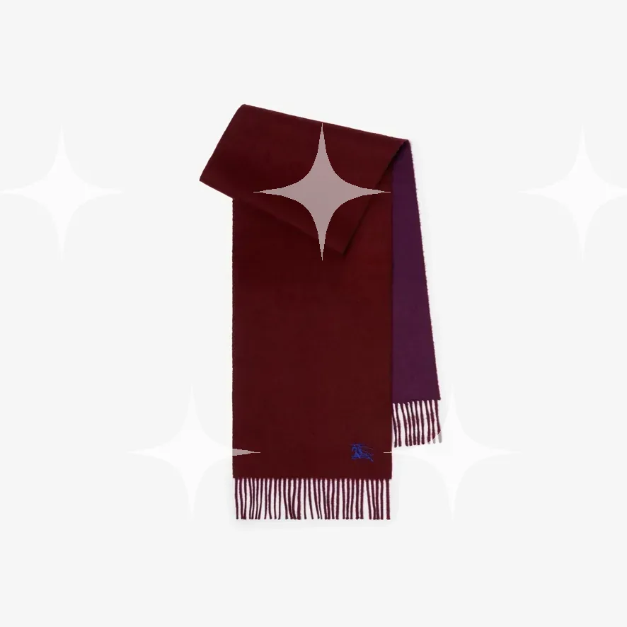 Reversible Fringed Wool Scarf, Burgundy — photo 1