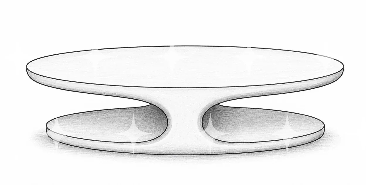 Oval Pedestal Coffee Table, Graphite Study — photo 1