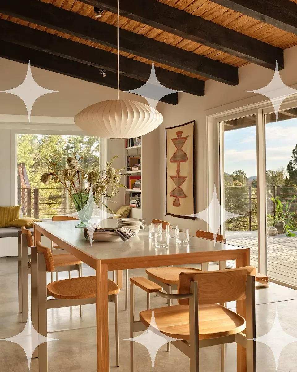 Dining Room Under Dark Beams — photo 1