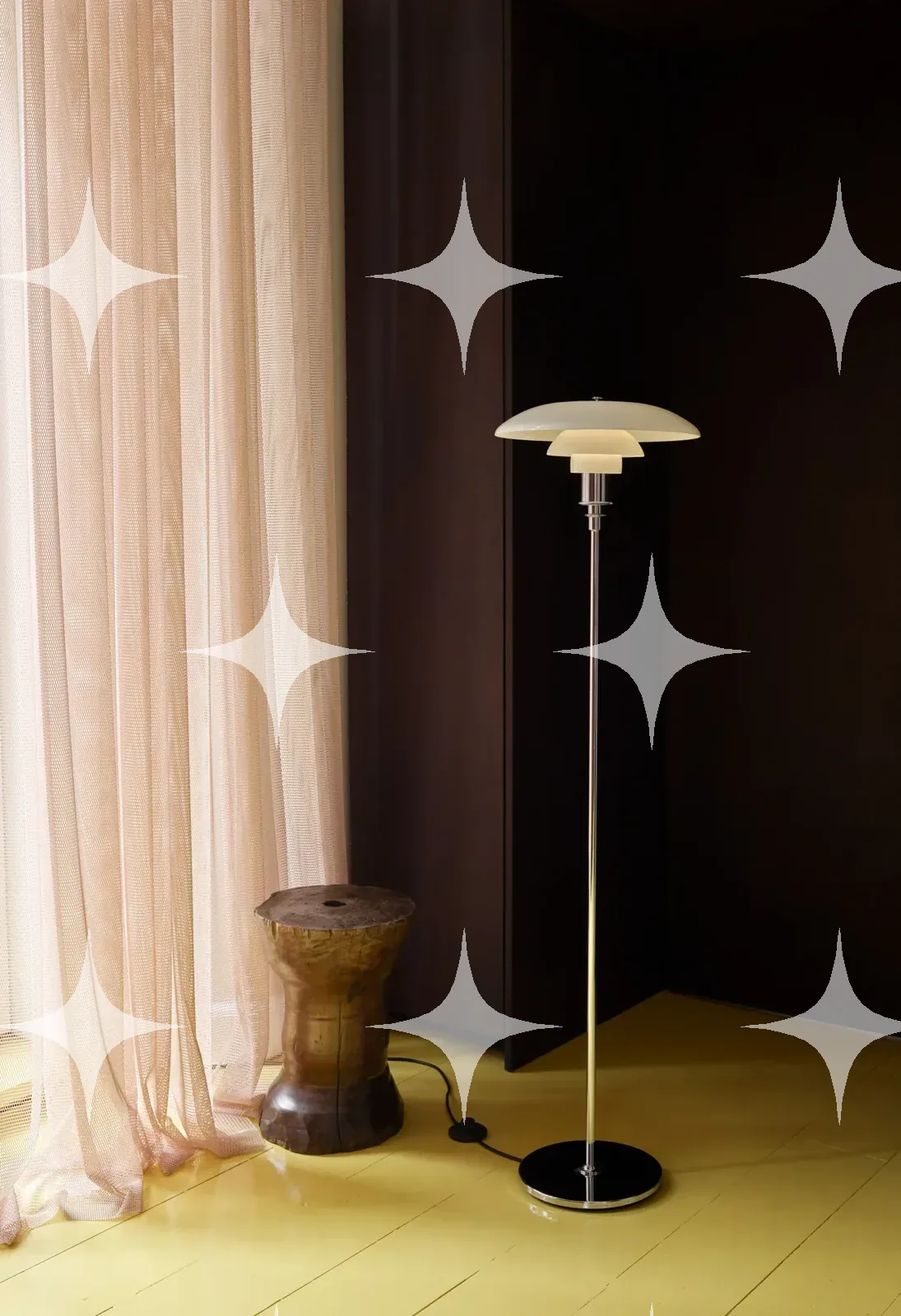 Floor Lamp Against Sheer Curtain — photo 1