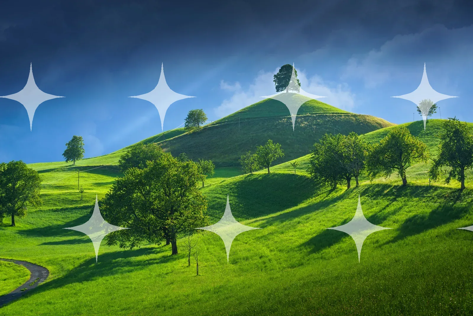 Green Hill with Scattered Trees — photo 1