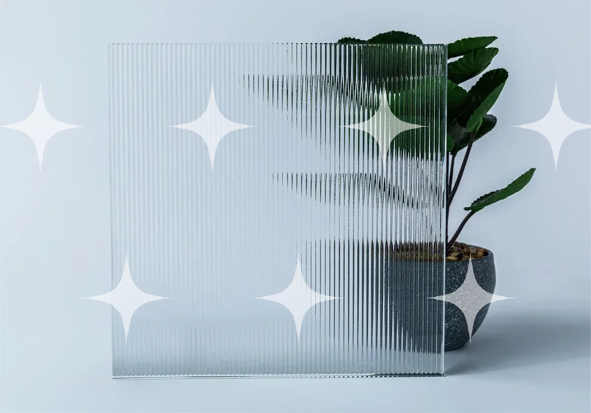Fluted Glass Panel and Plant — photo 1
