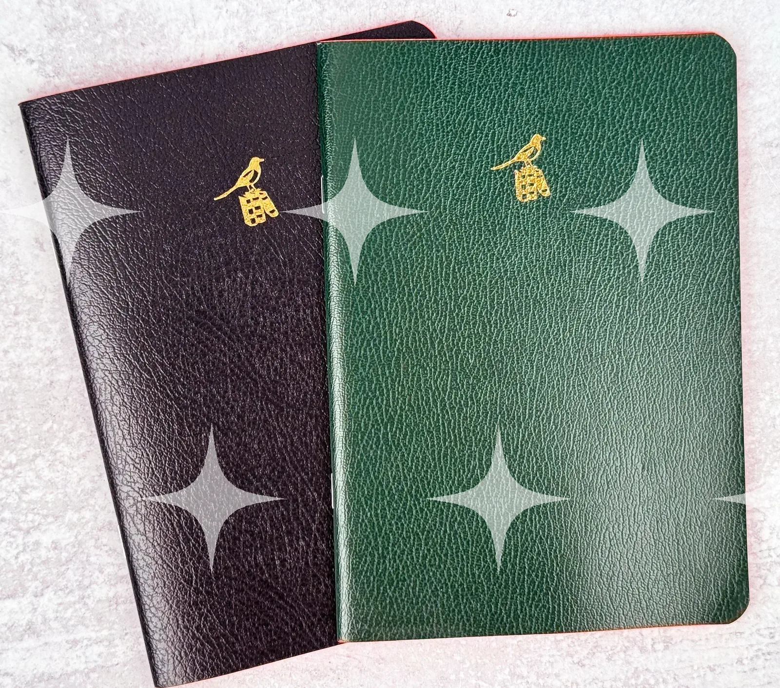 Leather Journals with Gold Bird Emblem (Black & Green) — photo 1